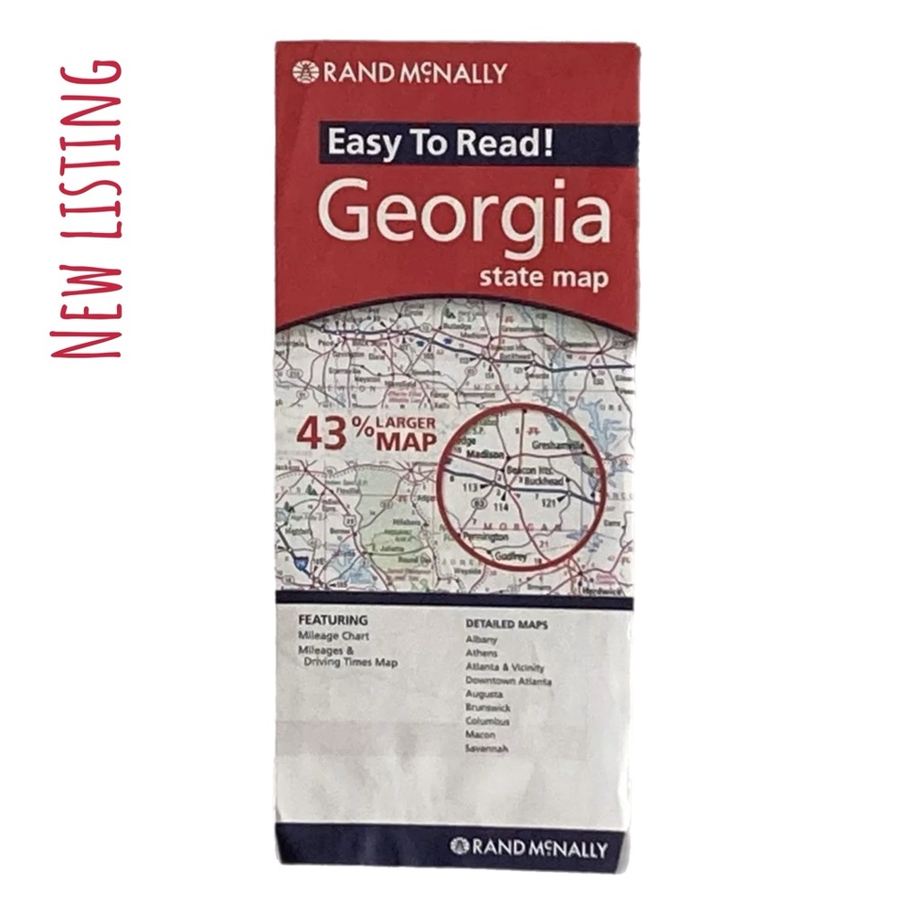 Rand McNally GA State Paper Map 08 Collectors Ephemera Decoupage Journaling